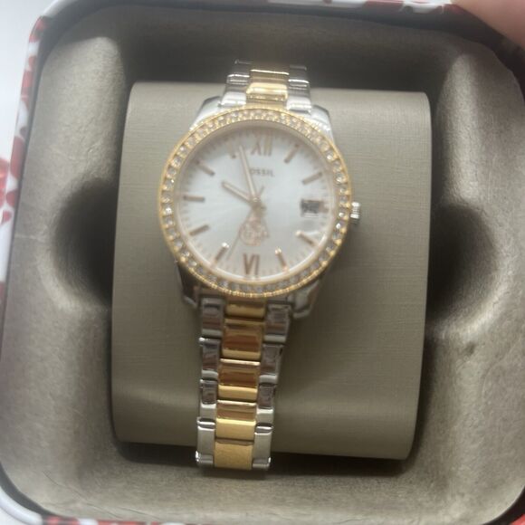 NEW Fossil Mini 3-Hand Date 2-Tone Stainless Steel Watch w/ Box - Picture 7 of 9